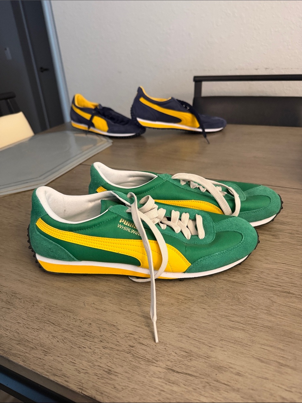 Puma Whirlwind Green & Yellow Men's Retro Running Sneakers